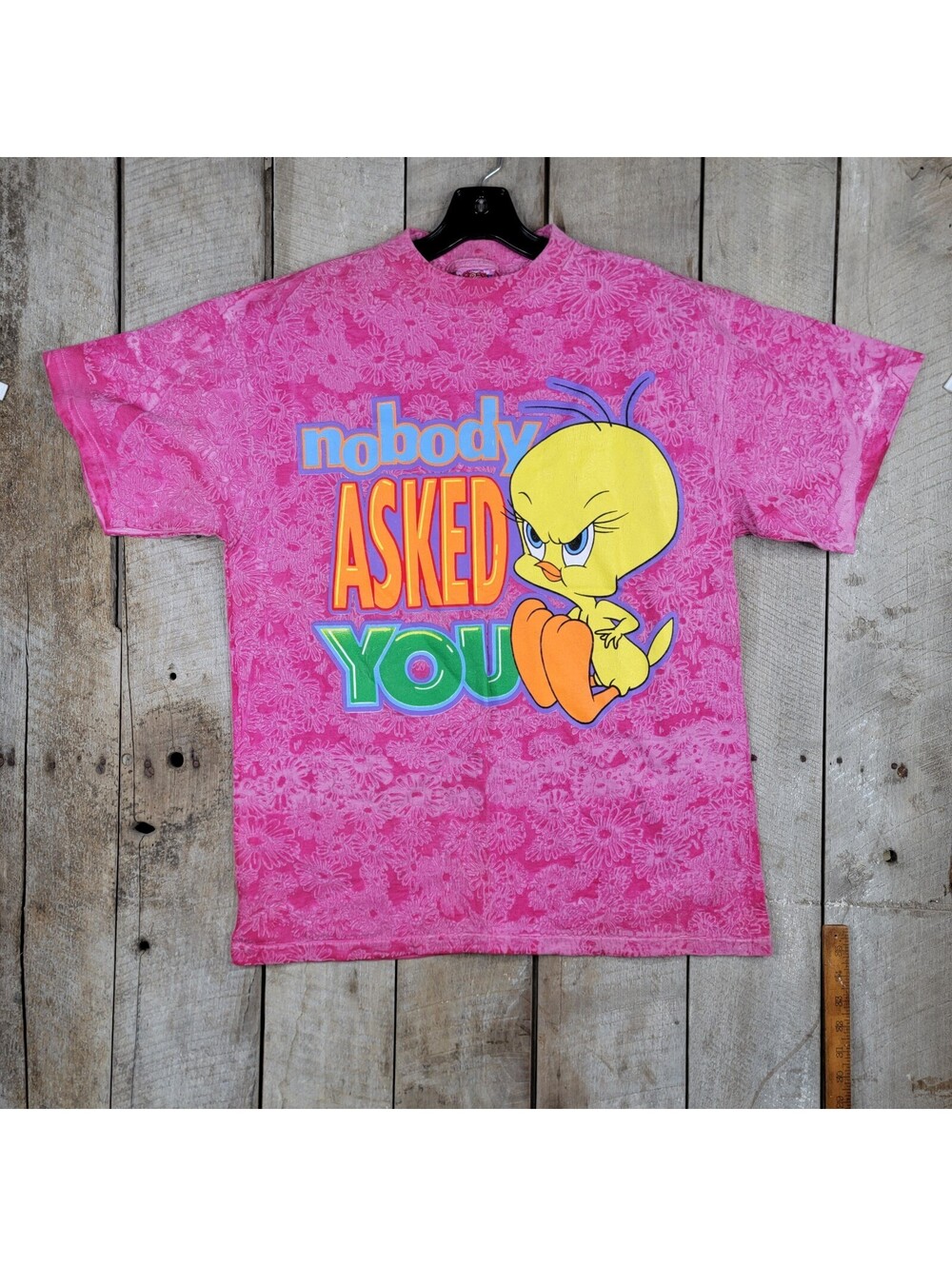 Looney Tunes Tweety Bird Pink Graphic T-Shirt Nobody Asked You Womens L